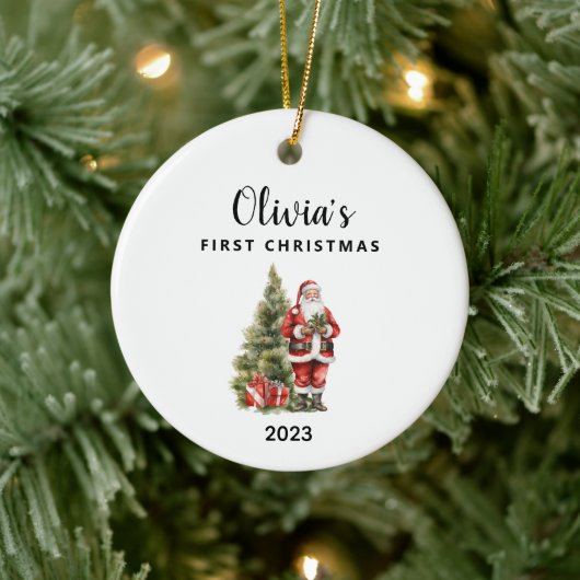 Personalisiertes Baby's First Christmas Keepake Keramik Ornament (Baum)