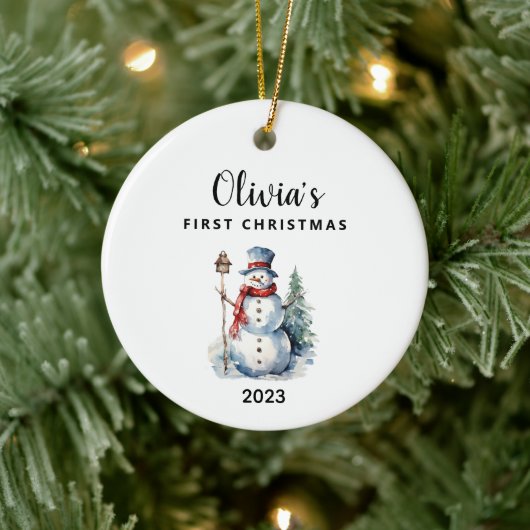 Personalisiertes Baby's First Christmas Keepake Keramik Ornament (Baum)