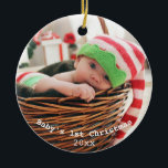 Personalisiertes Baby's First Christmas | Keramik Ornament<br><div class="desc">Personalisiertes Baby's First Christmas | Keramik Ornament Personalisieren Sie ein schönes Ornament für das 1. Weihnachtsfest des Babys. Eine Erinnerung,  die ein Leben lang halten kann. Fügen Sie dem Baby ein Bild und das Jahr des ersten Weihnachtsgeschehens hinzu.</div>