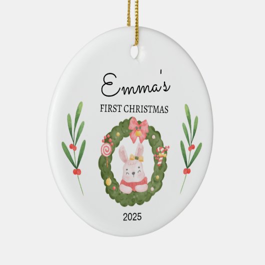 Personalisiertes Baby's First Christmas Keramik Ornament (Rechts)