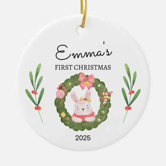 Personalisiertes Baby's First Christmas Keramik Ornament (Vorne)