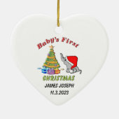 Personalisiertes Baby's First Christmas mit Elepha Keramik Ornament (Hinten)
