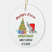 Personalisiertes Baby's First Christmas mit Elepha Keramik Ornament (Links)