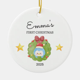 Personalisiertes Baby's First Christmas, Pinguin-G Keramik Ornament