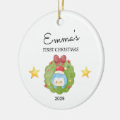 Personalisiertes Baby's First Christmas, Pinguin-G Keramik Ornament (Links)