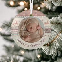 Personalisiertes Baby's First Christmas Pink Renti