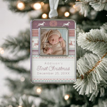 Personalisiertes Baby's First Christmas Pink Renti