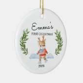 Personalisiertes Baby's First Christmas, Rentier-G Keramik Ornament (Rechts)