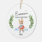 Personalisiertes Baby's First Christmas, Rentier-G Keramik Ornament (Links)