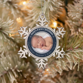 Personalisiertes Baby's First Christmas Schneeflocken Zinn-Ornament