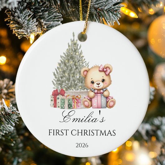 Personalisiertes Baby's First Christmas Teddy Bär Keramik Ornament