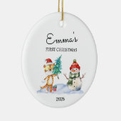 Personalisiertes Baby's First Christmas, Tiger Ges Keramik Ornament (Rechts)