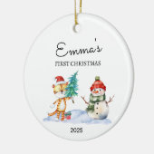 Personalisiertes Baby's First Christmas, Tiger Ges Keramik Ornament (Links)