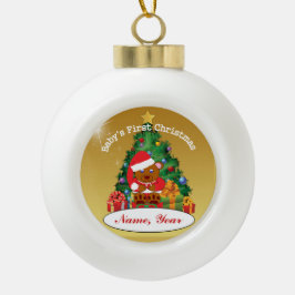 Personalisiertes Baby's First Christmas Tree Ornam Keramik Kugel-Ornament