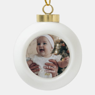 Personalisiertes Baby's First Christmas Tree Ornam Keramik Kugel-Ornament