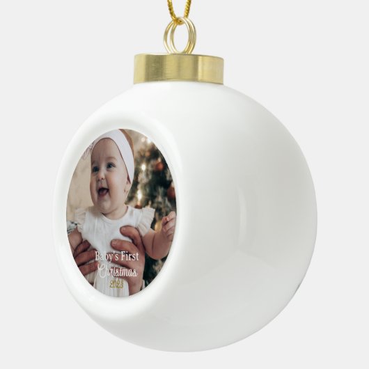 Personalisiertes Baby's First Christmas Tree Ornam Keramik Kugel-Ornament (Rechts)