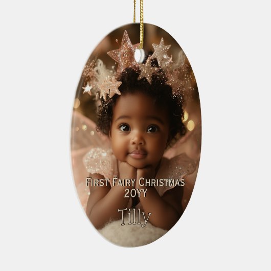 Personalisiertes Baby's Niedlich First Fairy Weihn Keramik Ornament (Rechts)
