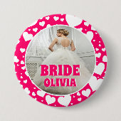 Personalisiertes Bachelorette-Bride-Foto Button (Vorderseite)
