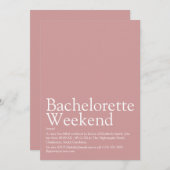 Personalisiertes Bachelorette Wochenende Rosa Rosa Einladung (Vorne/Hinten)