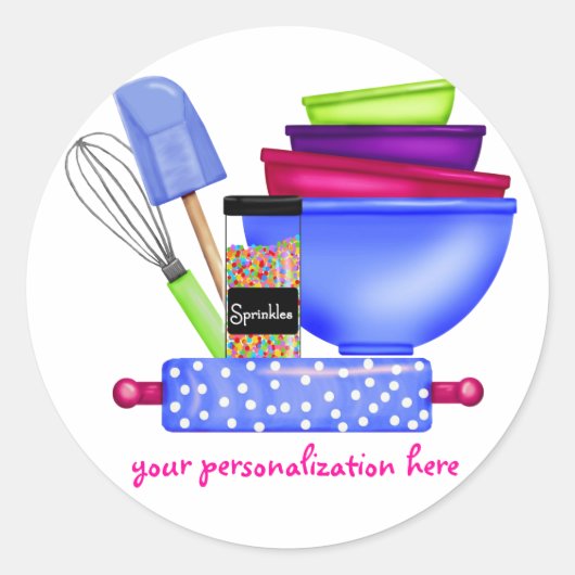 Personalisiertes Backen Kochen Kochen Sticker (Vorderseite)
