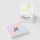 personalisiertes Backen mit einfachem monogramm Lo Steinuntersetzer (Seitenansicht)