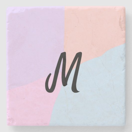 personalisiertes Backen mit einfachem monogramm Lo Steinuntersetzer (Vorderseite)