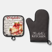 Personalisiertes Backrezept Ofenhandschuh & Topflappen-Set (Vorderseite)
