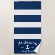 Personalisiertes Badetuch - Blau und Weiß Übung
