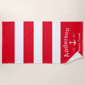 Personalisiertes Badetuch - Hot Red Nautic (Vorderseite)