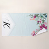 Personalisiertes Badetuch Tropische Blume auf Blue Badehandtuch (Badehandtuch)