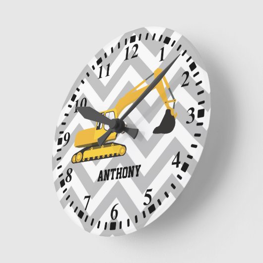 Personalisiertes Baggerbaumuster Runde Wanduhr (Winkel)