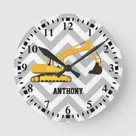 Personalisiertes Baggerbaumuster Runde Wanduhr