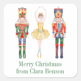 Personalisiertes Ballet für Aquarellnährungsmittel Quadratischer Aufkleber