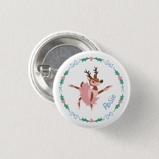 Personalisiertes Balletttänzerin-Rentier und -Schl Button