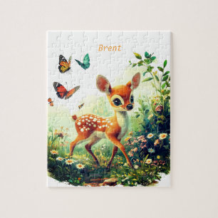 Personalisiertes Bambi und Schmetterlinge Jigsaw P Puzzle