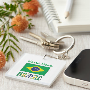 Personalisiertes Bandiera Brasil Quadrat Acryl Schlüsselanhänger