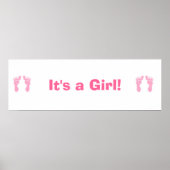 personalisiertes Banner "Baby Girl Footprints" Poster (Vorne)