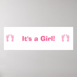 personalisiertes Banner "Baby Girl Footprints" Poster