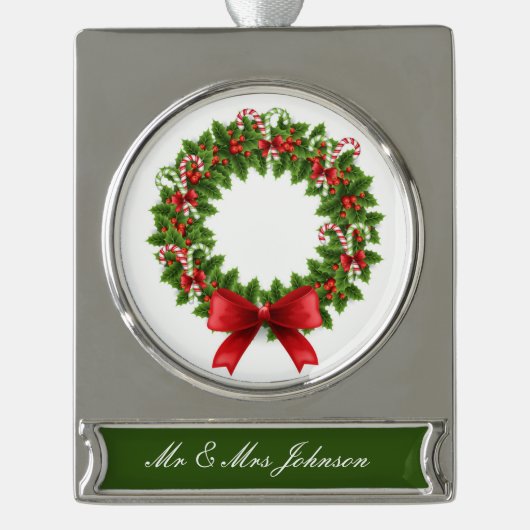 Personalisiertes Bannerdekor, silber plattiert/kra Banner-Ornament Silber (Vorderseite)