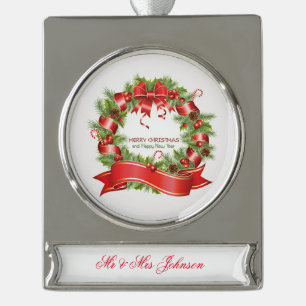 Personalisiertes Bannerdekor, silber plattiert/kra Banner-Ornament Silber