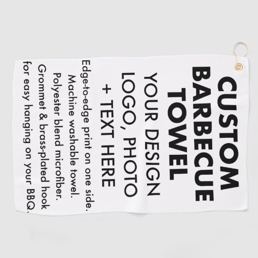 Personalisiertes Barbecue Handtuch, Hook & Grommet Golfhandtuch (Horizontal)