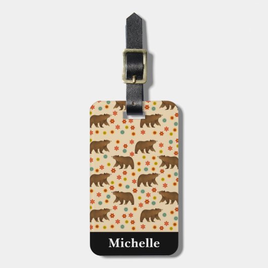 Personalisiertes Bärenmuster Gepäckanhänger (Vorderseite vertikal)