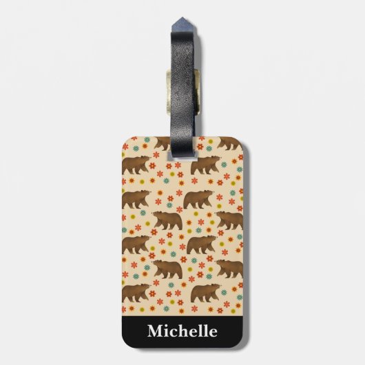 Personalisiertes Bärenmuster Gepäckanhänger (Rückseite vertikal)