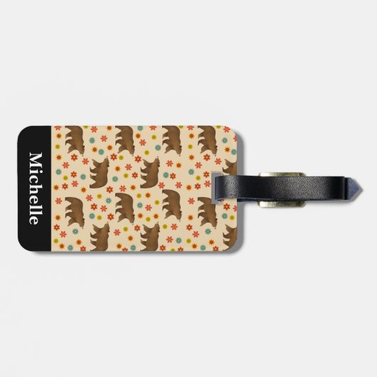 Personalisiertes Bärenmuster Gepäckanhänger (Rückseite horizontal)