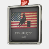 Personalisiertes Barrel Racer amerikanisches Flagg Ornament Aus Metall (Links)