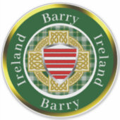 Personalisiertes Barry Irish Shield & Celtic Cross Aufkleber (Vorderseite)