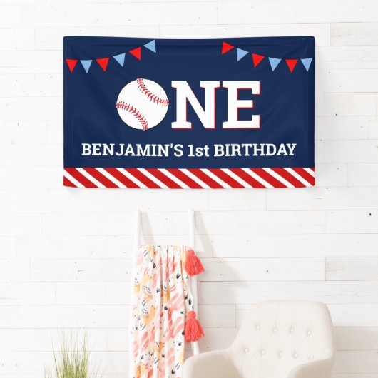 Personalisiertes Baseball 1. Geburtstag Party Banner (Insitu)