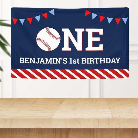 Personalisiertes Baseball 1. Geburtstag Party Banner