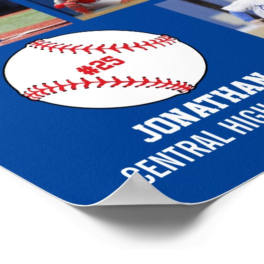 Personalisiertes Baseball 5-Fotocollage-Team # Poster (Ecke)