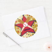 Personalisiertes Baseball-Ball und Stars-Gold Runder Aufkleber (Umschlag)